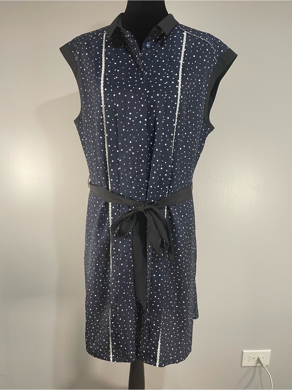 NWT Jason Wu for Target Navy Polka Dot Shirt Dress with Waist Tie